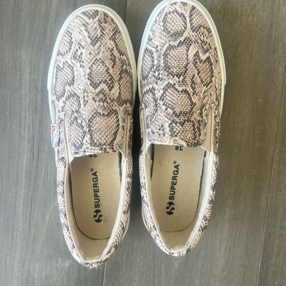 Superga Snake Print Platform Shoes